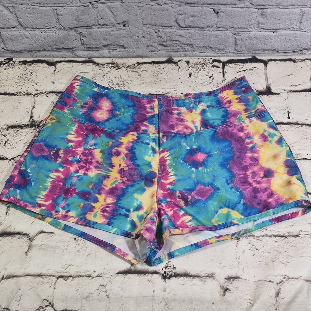 Vtg Y2K Body Glove Womens Board Shorts Size M Blue Tie-Dye Mini Cali Surfer